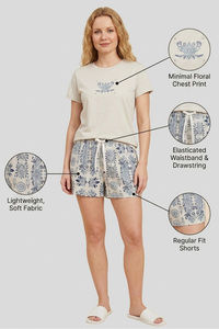 Sweet Dreams Graphic Printed Short Set - Light Grey — thumbnail 5
